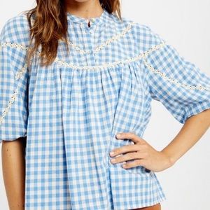 Puff sleeve Ghingam Top various sizes